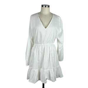 OUTERKNOWN White Lulu Ruffle Tiered Mini Dress Women's Size Medium NWT‎ Boho